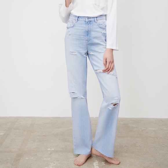 Zara 90s Distressed Wide Leg Jeans - Picture 3 of 7